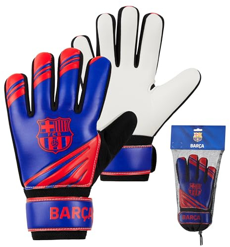 Hy-Pro Offiziell lizenzierte FC Barcelona Torwarthandschuhe für Kinder und Jugendliche – rutschfeste gepolsterte Handflächen Größe 5 oder 7 – Barcelona Geschenke für Jungen (Größe 7)