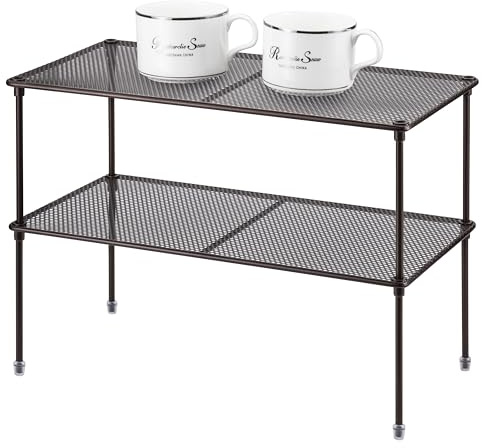 Lonian 2er-Pack Küchenschrank Regal Organizer für Schrank, erweiterbar & stapelbar Thekenschrank Organizer, Aufbewahrungsregal für Badezimmer, Küche, Waschküche (Braun)