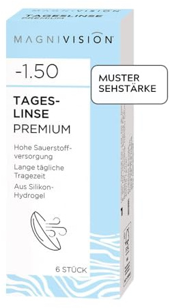 MAGNIVISION Tageslinsen Premium weiche Kontaktlinsen für -4,00 dpt. | 6 Stück | BC 8.6 | DIA 14.2 | mit Silikon-Hydrogel-Material & UV-Filter für lange Tragezeiten | ohne Konservierungsstoffe