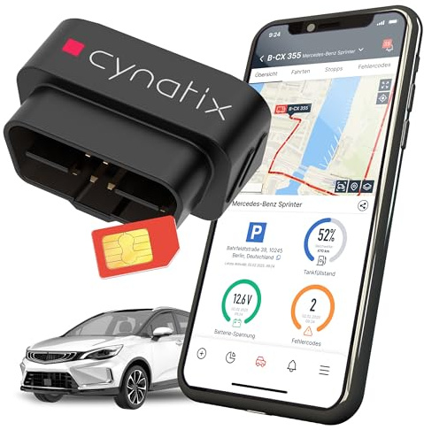 Cynatix GPS Tracker 1-Jahres-Komplettpaket ohne ABO für Auto, LKW, Transporter, Wohnmobil mit Echtzeit-Ortung Live Tracking inkl. SIM-Karte
