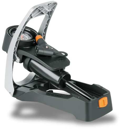 SKS Germany Airstep/Airstep DIGI Fußpumpe mit integriertem Spiralschlauch (Luftpumpe für alle Ventilarten, rückenschonendes Pumpen, max. Druck: 7 bar / 102 PSI)