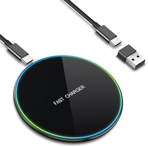 15W Induktive Ladestation für Samsung Galaxy S25 Ultra/S24/S23/S22/S21, Wireless Charger für iPhone 17/16/15/14/13, Kabelloses Ladegerät Handy Qi Ladestation Fast Wireless Charger Induktionsladegerät