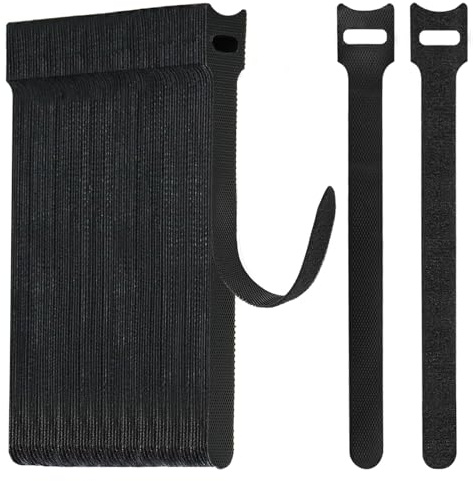 WSZJINB 70 Stück 15cm Klett Kabelbinder Wiederverschließbar, Schwarz Kabel Klettband Klettkabelbinder Wiederverwendbar, Kabelklett Klettverschluss Band für Kabelmanagement, Cable Organizer,