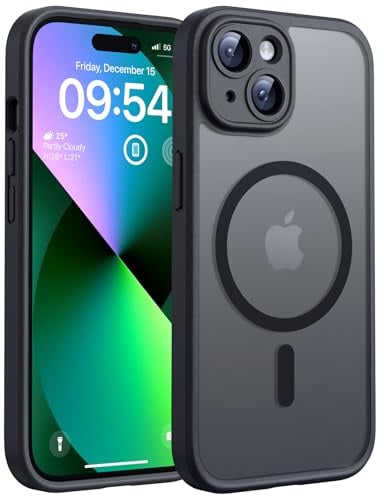 TOCOL für iPhone 13 Hülle, Kompatibel mit MagSafe, Schwarz | Vollständiger Kameraschutz Handyhülle, Eingebauter Magnetring Case, Militärschutz Stoßfest Kratzfest Haltbarkeit Phone Cover