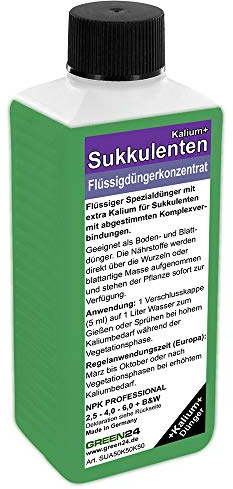 Sukkulenten-Dünger Kakteen-Dünger Kalium+ mit extra Kalium, Premium Flüssigdünger aus der Profi Linie | NPK Volldünger, Düngerkonzentrat