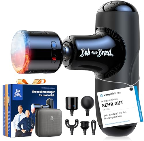 Mini Massagepistole mit Wärme und Kälte, Bob and Brad Q2 Pro Taschengroße Massage Gun für tiefe Gewebemassage, Ultraleiser Percussion Muskel Massagegerät mit Tragetasche zur Muskelentspannung