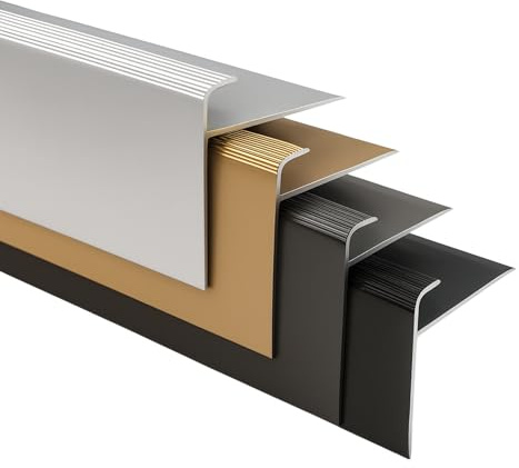 casa pura Treppenkantenprofil 100cm in F-Form aus Aluminium für Laminat | Safety | Bronze Hell | Vorgebohrte Kantenleiste 53mm Höhe mit Einer Einfasshöhe von 7-8mm