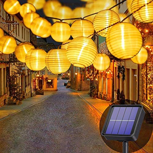 Lezonic Solar Lichterkette Lampion Außen, 8 Meter 30 LED Laternen 8 Modi Wasserdicht Beleuchtung für Garten, Balkon, Hof, Hochzeit,Weihnachten,Party Deko (Warmweiß)