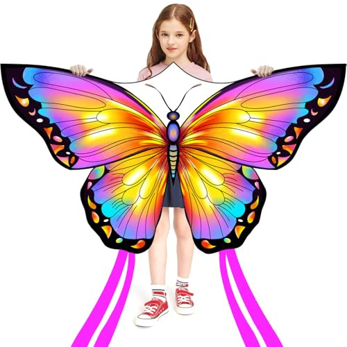 HONBO Schmetterling Drachen Butterfly Kites, flugdrachen für Kinder und Erwachsene,Einfach zu fliegen Riesige Drachen für Kinder(Pink)