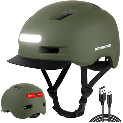 Shinmax Fahrradhelm Herren Damen, Helm Fahrrad mit USB Licht 5 Modi Fahrradhelm mit Visier, Mountainbike Helm Rennradhelm Erwachsen für Scooter Urban Pendler