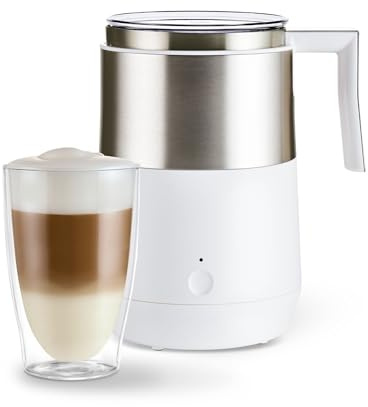 Tchibo Induktions-Milchaufschäumer, ohne Anbrennen, spülmaschinengeeigneter Rührbehälter, warmer und kalter Milchschaum, für Latte Macchiato, Cappuccino und Kakao, Cremeweiß