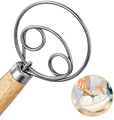 Dänischer Teigbesen,änischer Teigbesen13-Zoll-Holländischer Schneebesen Eierschläger Dänische Teig Schneebesen Mit Holzgriff Mixer 304 Edelstahldraht Für Brotkuchenherstellung