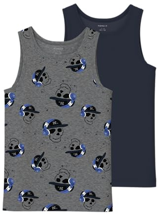 NAME IT Jungen Nkmtank Top 2P Mel Skull Noos, Dark Grey Melange, Numeric_122