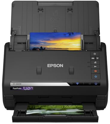 Epson FastFoto FF-680W Scanner (scannt 10 x 15 Foto in einer Sekunde, bis DIN A4, beidseitiger Scan, automatische Ausrichtung, Zuschnitt und Optimierung, Bilder einfach speichern)