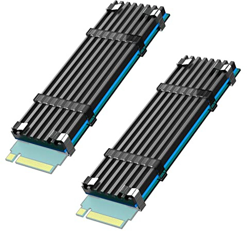 GLOTRENDS M.2 Kühlkörper mit Wärmeleitpad für 2280 M.2-SSD, geeignet für die Installation in Desktop-PC/PS5/PS5 Slim, 22x70x3mm Aluminium Größe (2 Packungen)