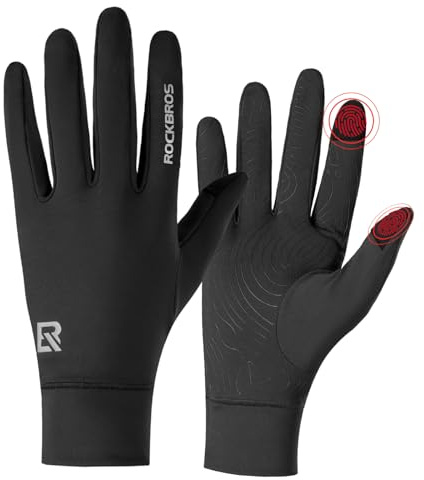 ROCKBROS Handschuhe Herren & Damen Touchscreen – Fahrradhandschuhe & Laufhandschuhe rutschfest und mit Fleece für Radfahren, Laufen, Wandern, Pendeln, Größe XL, Schwarz