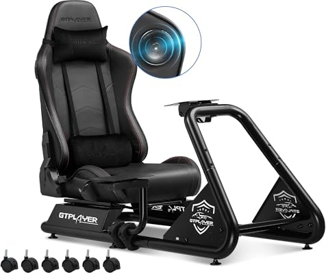 GTPLAYER Simulator Cockpit, SIM Racing Cockpit, rennsimulator lenkradständer mit Lautsprechern, Lenkrad und Pedalablage
