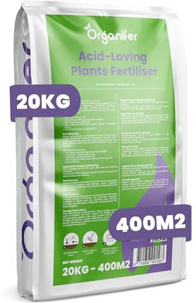 Dünger Für Rhododendren - 20kg = 400m2 | Hortensien - Azaleen Und Säureliebende Pflanzen - Für Gesunde Wurzeln - Intensive Farben Und Reiche Blüte - Organifer