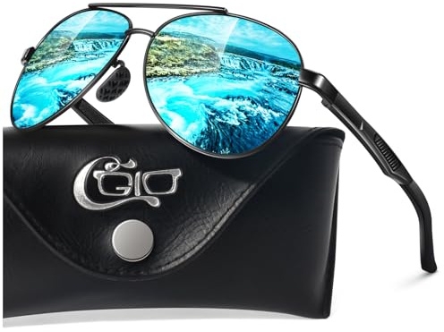 CGID Sonnenbrille Herren Pilotenbrille Polarisiert Al-Mg Metallrahmen | Ultraleichte Fliegerbrille UV400 Schutz,CAT3 CE,Fahren,Angeln Reisen,Laufen,Golfen mit Lederetui