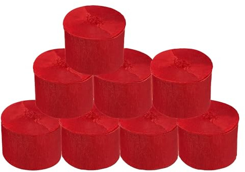 Krepppapier-Rollen, Rot, für Hochzeit, Geburtstag, Babyparty, Weihnachtsfest, Dekoration, Regenbogen-Bastelzubehör, Wohnzimmer, Schlafzimmer, Wohndekoration, 8 Stück