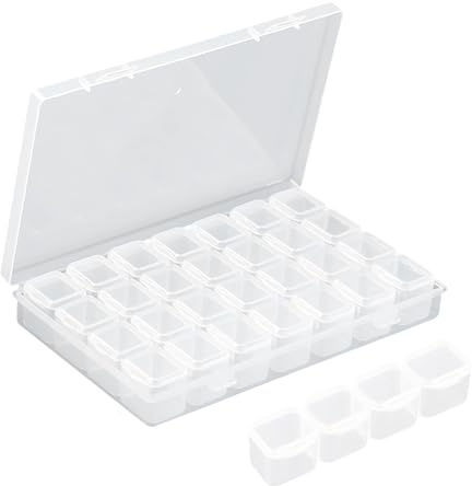 28 Fächer Samen Aufbewahrung,Sortierboxen für Kleinteile,Sortierbox,Diamond Painting Aufbewahrungsbox,Plastik Zubehör Boxen,for Lagerung Small Parts,Nails Beads Rhinestones,Jewellery,Schmuck,Samen.