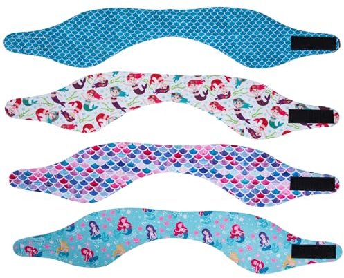 Mikinona 4 Stück-Pack Verstellbare Schwimmstirnbänder mit Dusch Ohrschutz aus Elastischem Neopren und Gummi für Damen und Herren zum Schwimmen und Baden zu Hause