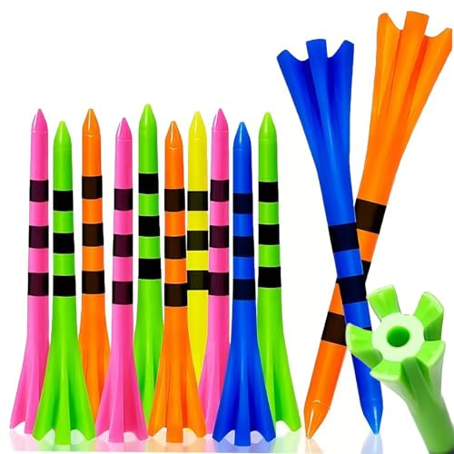 SWINGTEK 120 Stück Kunststoff-Golf-Tees, enthalten 100 Stück 8,9 cm unzerbrechliche lange Tees und 20 kurze Tees, gemischte Farben, Reibungswiderstandsreduzierung
