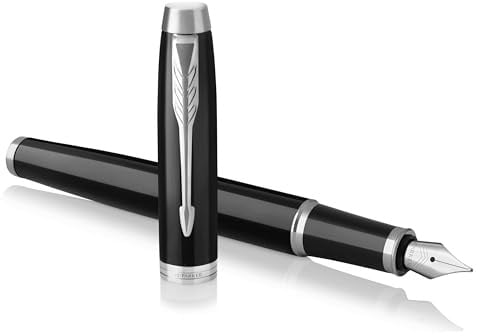 Parker IM Füller | schwarze Lackierung mit Chromzierteilen | Füllfederhalter mit mittlerer Feder | blaue Tinte | Geschenkbox