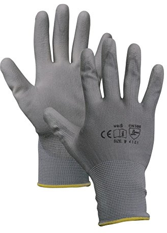 Montagehandschuhe - 12 Paar - Arbeitshandschuhe - Farbe: grau - 9 (L)