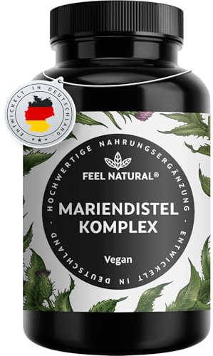 Mariendistel Artischocke Löwenzahn Komplex - Hochwertiger 4-fach Komplex mit Desmodium - Mariendistelextrakt hochdosiert mit 80% Silymarin - 120 vegane Kapseln - Laborgeprüft