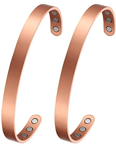 MagEnergy Kupfer-Armband für Damen und Herren 99,9% reines Kupfer mit 8 Magneten Lymphdrainage und Schmerzlinderung (Kupfer 2)