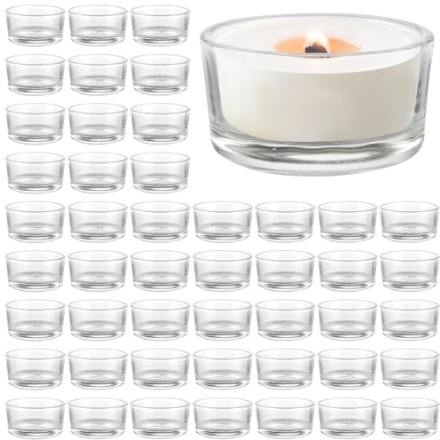 JMIATRY 48 Stück Teelichthalter, Teelichtgläser, Teelichter Glas für Romantische Abendessen, Hochzeit, Jahrestag, Zuhause, Party Dekorationen