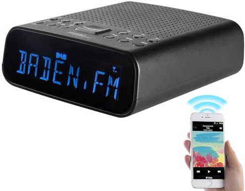 auvisio Weckradio: DAB+-Radiowecker, großes VA-Display, BT, 2 Weckzeiten, USB-Ladeport (DAB Wecker, Weckerradio, Kabel)