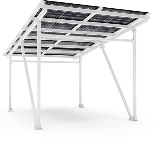 Solar Carport 5250 Watt Bifazial Glas/Glas Module PV Garage Aluminium Solarcarport 5,60 x 3,70m - 5,25 KW (weiß)
