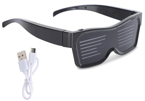 Bluetooth LED Brille Intelligente Partybrille, App Steuerbare Leuchtbrille mit DIY Text Animation & Musikrhythmus, Cyberpunk Leucht Sonnenbrille für Festival Club Karneval Weihnachten Partyzubehör