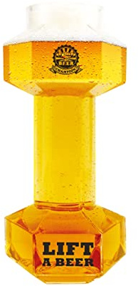 Winkee Hantel Bierglas 0,68 l, lustiges Bier Geschenk für Männer | Originelles Bierglas in Hantelform für Helles, Pils und Weizen, witzige Geschenkidee für Bierfans und Oktoberfest