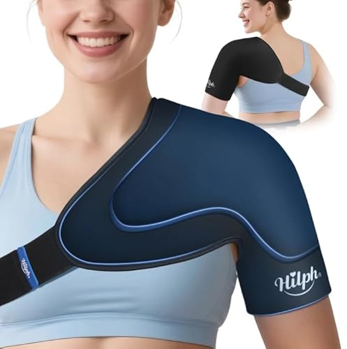 Hilph Kühlmanschette Kühlpads für Schulter, Doppelschicht Gel Flexible Schulterbandage Schulter-Eisbeutel mit Klettverschluss für Rotatorenmanschette, Tendonitis, Post-operative Erholung, M