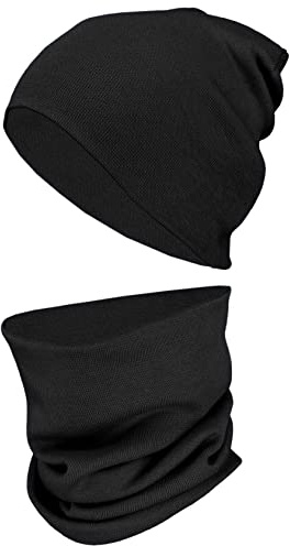 TupTam Mütze und Schal Kinder Set – Weiches Schal Mütze Set Kinder für Herbst und Winter, Farbe: Schwarz, Größe: 52-56