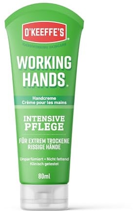O'Keeffe's Working Hands Tube, 80 ml – Handcreme für extrem trockene, rissige Hände | Spendet sofort Feuchtigkeit, bildet eine Schutzschicht und verhindert Feuchtigkeitsverlust