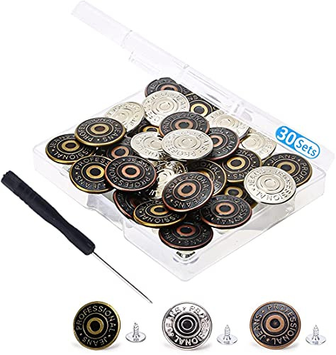 Ersatzknöpfe für Jeans und Hosen, 20 mm, Metall, Reparatur und Basteln, DIY (30 Stück)