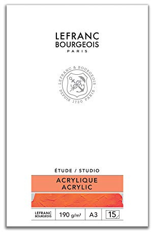 Lefranc Bourgeois 301339 Studio Acrylmalblock 15 Blatt - A4, 190 g/m² mit Leinwandstruktur, Acrylmalpapier zum Zeichen mit Acrylfarben