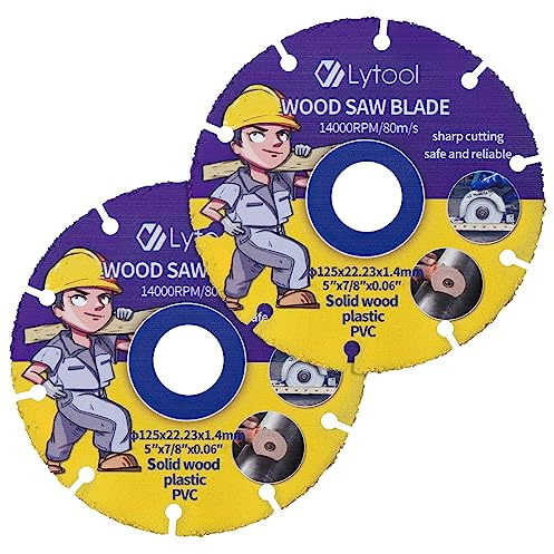 Lytool 2 tlg Sägeblatt für Winkelschleifer Holztrennscheibe 125mm | Kreissägeblatt Trennscheibe Holz Flexscheibe zum Schneiden von Holz, Sperrholz, Gummi, Kunststoffe, für Holzbearbeitung