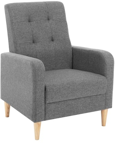 WOLTU Ohrensessel modern, mit Armlehnen Massivholzbeinen, Dunkelgrau | Relaxsessel mit Leinenbezug, bis 150 kg, Sessel Wohnzimmer, Schlafzimmer, Balkon, 68 x 90,5 x 73,5 cm (B x H x T)