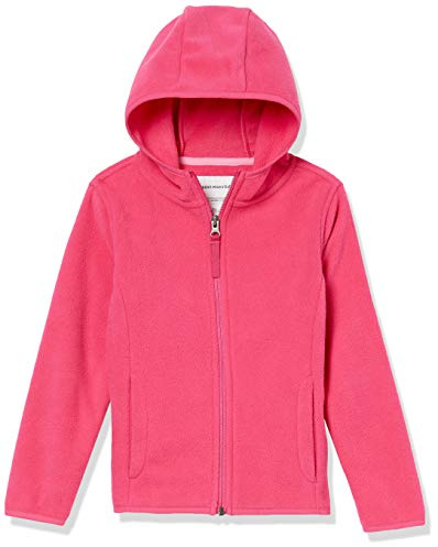 Amazon Essentials Mädchen Leichte Polar-Fleecejacke mit durchgehendem Reißverschluss und Kapuze, Dunkelrosa, 6-7 Jahre
