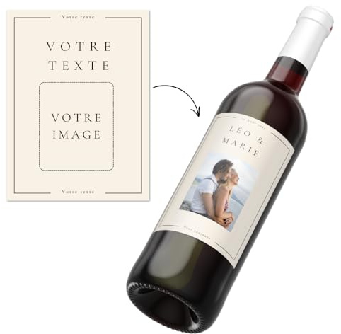 Personalisierbare Etiketten für Weinflaschen (6er-Set) - Fügen Sie Ihr Foto und Ihre Texte hinzu - personalisiertes Etikett - Geschenk - Geburtstag - Hochzeit - Ruhestand - Zeuge - Taufe