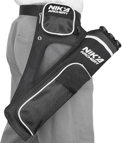 ELONG OUTDOOR Bogenschießen Köcher für Pfeile,Pfeile Köcher Köcherhalter Tasche mit 3 Geschützte Pfeilrohre – Verstellbare Gürtel Taille für Jugendliche Erwachsene das Bogenschießen