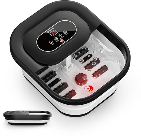 COMFIER Fußbad Massagegerät mit Heizung,Faltbare Elektrische Fussbad,Fußbadewanne mit Wärme und Blasen,35℃-48℃ Temperaturregelung,Massage-Rollen,Bimsstein, Vibration,Timer,Geschenke für Frauen Männer
