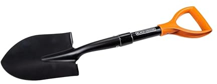 BLACK+DECKER Schaufel - 67 cm - 800 GR - Rostfrei - Kopf aus Karbonstahl und Stiel aus Glasfaser - Schwarz