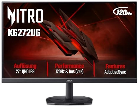 Acer Nitro KG272U G Gaming Monitor 27 Zoll (69 cm Bildschirm) WQHD, IPS, 120Hz, 1ms(VRB), DP 1.2, 2xHDMI 2.0, AdaptiveSync