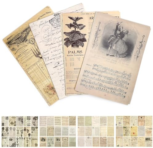 KQDRVINE 120 Blätter Scrapbook Papier, 4 Stile Scrapbooking Papier,Vintage Bastelpapier Scrapbook Stickers Designpapier,DIY Bastelpapier Muster für Scrapbooks, Tagebücher, Notizbücher (14*20cm)